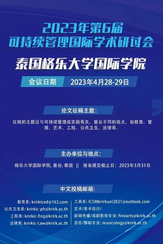 2023年第6届可持续管理国际学术研讨会报名通知